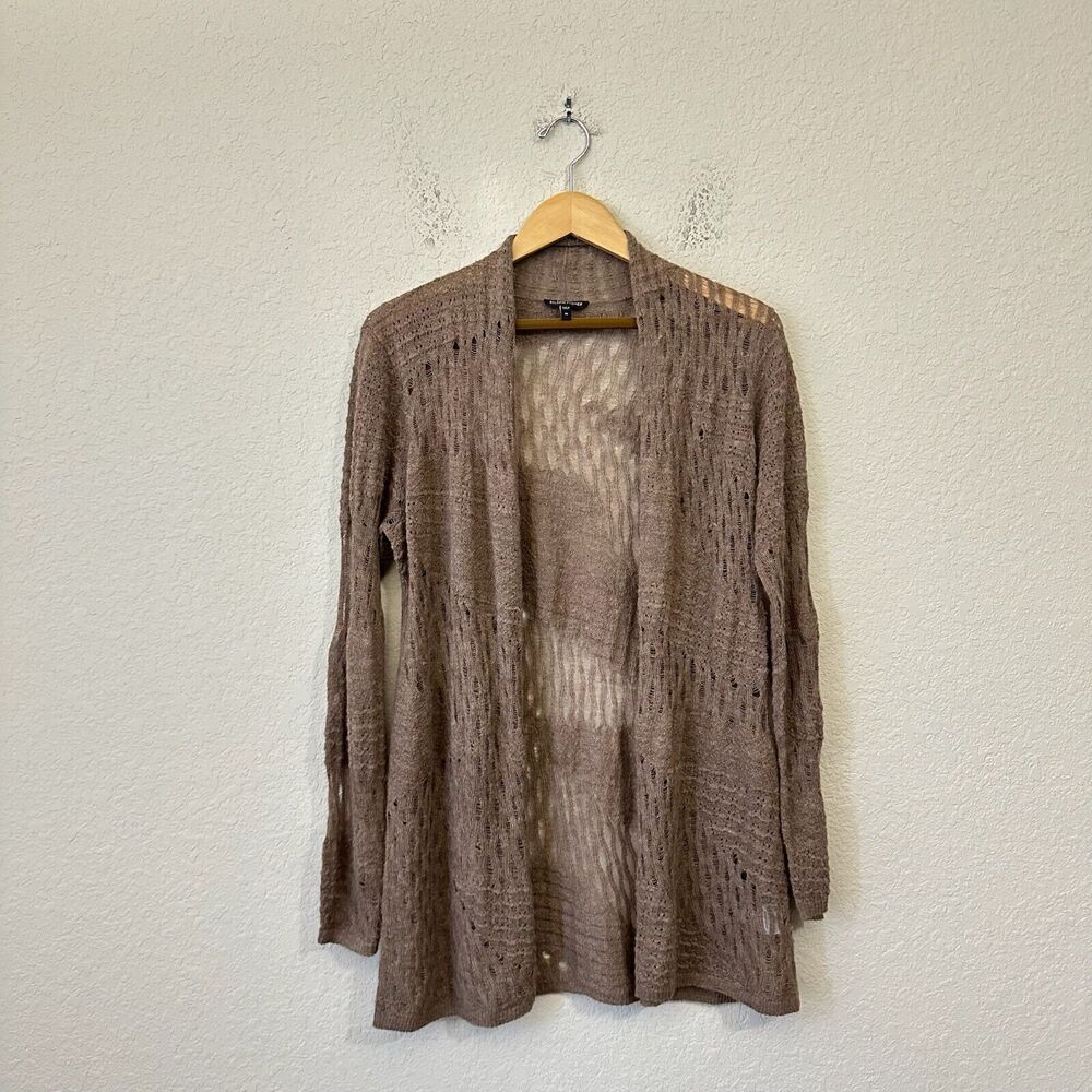 EILEEN FISHER Baby Alpaca Cardigan Sweater Brown Duster Cottagecore